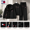 Women's 3-Piece Lounge Set – Hooded Jacket, Quarter-Zip Top & Wide-Leg Pants