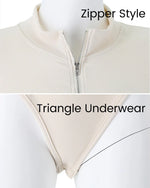 Ribbed Long Sleeve Half-Zip Shaping Bodysuit