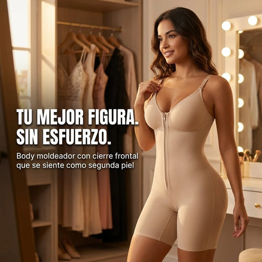 SculptFit™ Zip-Up Shaping Bodysuit – 360° Tummy Control & Waist Sculpting